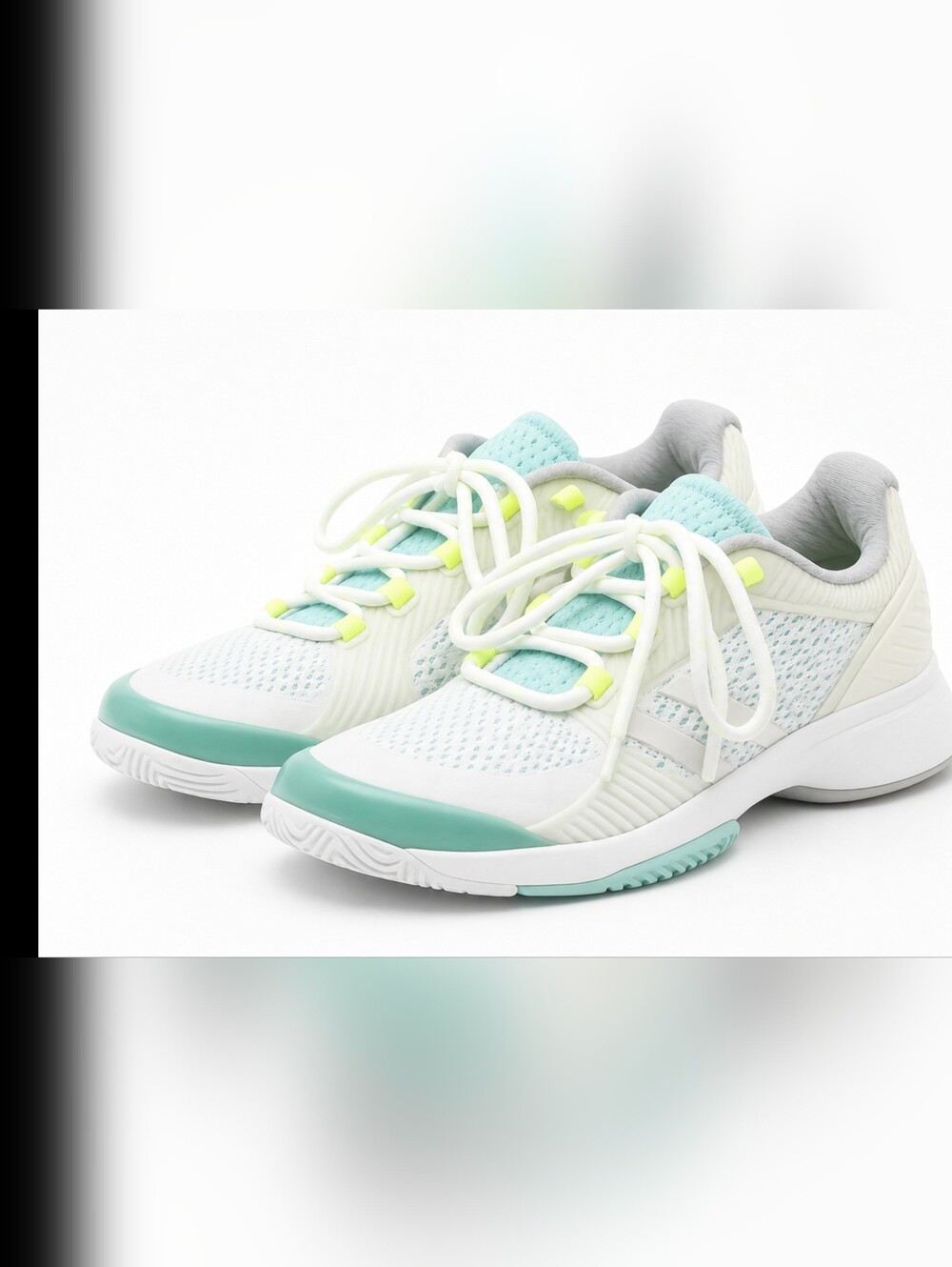 Adidas Barricade Tennis Shoes White Mint Neon Women's US 7 EU 38 2/3